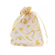 Bolso de organza 9x12cm corazón - Durazno-oro